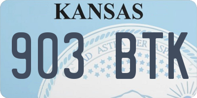 KS license plate 903BTK