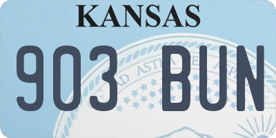 KS license plate 903BUN