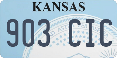KS license plate 903CIC