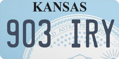 KS license plate 903IRY