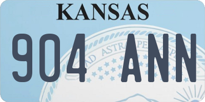 KS license plate 904ANN