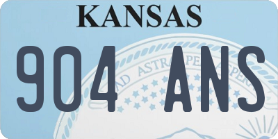 KS license plate 904ANS