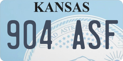 KS license plate 904ASF
