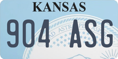KS license plate 904ASG