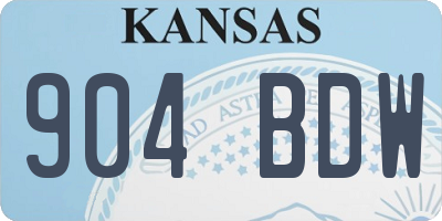 KS license plate 904BDW
