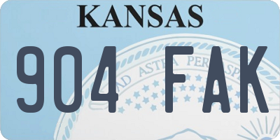 KS license plate 904FAK