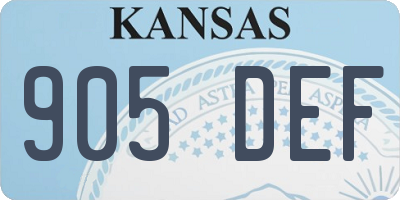KS license plate 905DEF