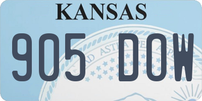 KS license plate 905DOW