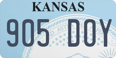KS license plate 905DOY