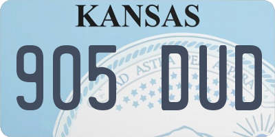 KS license plate 905DUD