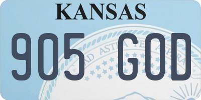 KS license plate 905GOD