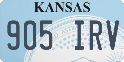 KS license plate 905IRV
