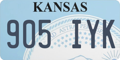 KS license plate 905IYK