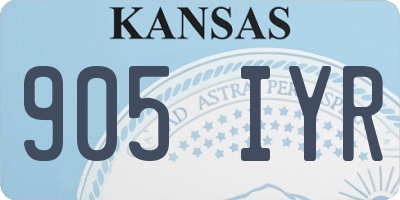 KS license plate 905IYR