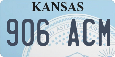 KS license plate 906ACM