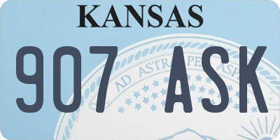 KS license plate 907ASK
