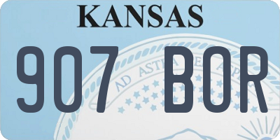 KS license plate 907BOR