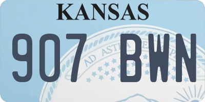 KS license plate 907BWN