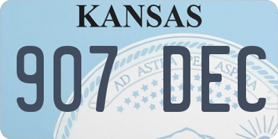 KS license plate 907DEC