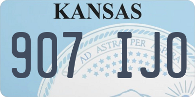 KS license plate 907IJO