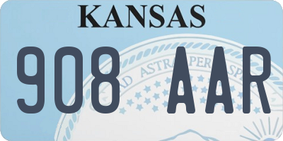 KS license plate 908AAR