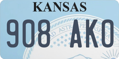 KS license plate 908AKO