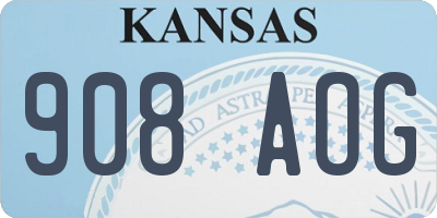 KS license plate 908AOG