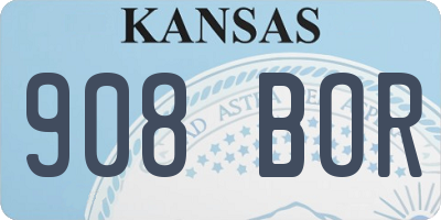 KS license plate 908BOR