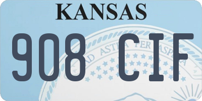 KS license plate 908CIF