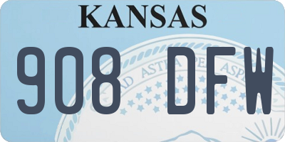 KS license plate 908DFW