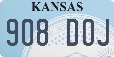 KS license plate 908DOJ