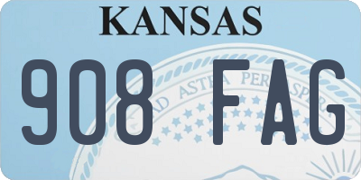 KS license plate 908FAG
