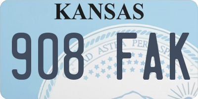 KS license plate 908FAK