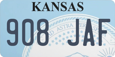 KS license plate 908JAF