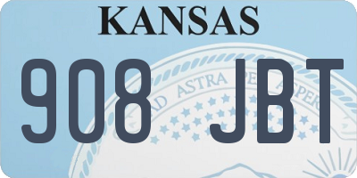KS license plate 908JBT