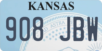 KS license plate 908JBW