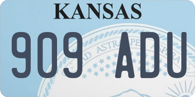 KS license plate 909ADU