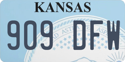 KS license plate 909DFW