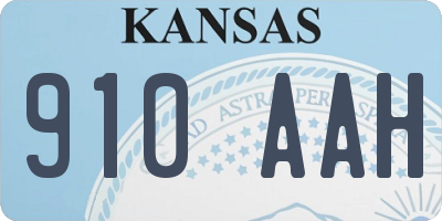 KS license plate 910AAH