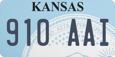 KS license plate 910AAI