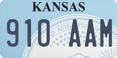 KS license plate 910AAM