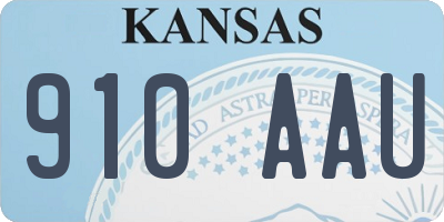 KS license plate 910AAU