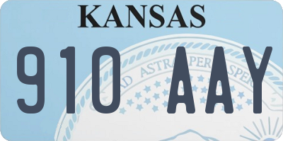 KS license plate 910AAY