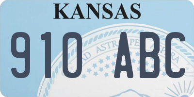 KS license plate 910ABC