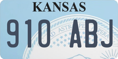 KS license plate 910ABJ