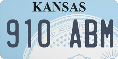 KS license plate 910ABM