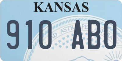 KS license plate 910ABO