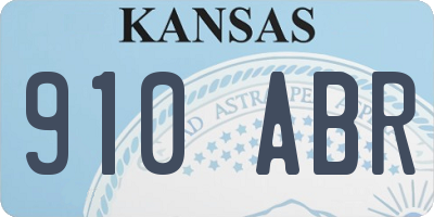 KS license plate 910ABR