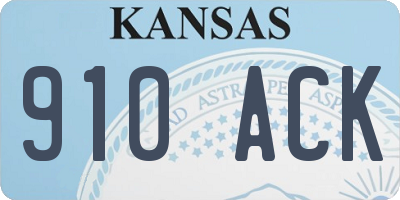 KS license plate 910ACK