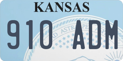 KS license plate 910ADM